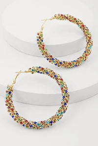 Stylish Rhinestone Encrusted Hoop Earrings