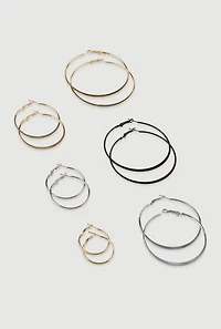Metallic Hoop Earrings Set of