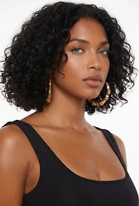 Assorted Metallic Bamboo Hoop Earrings Set of 3