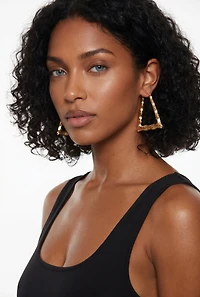 Assorted Metallic Bamboo Hoop Earrings Set of 3