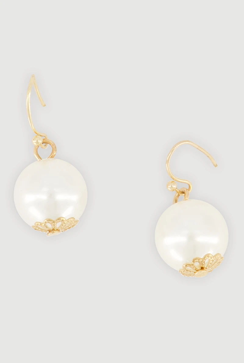 Faux Pearl Layered Necklace and Drop Earrings with Bracelets