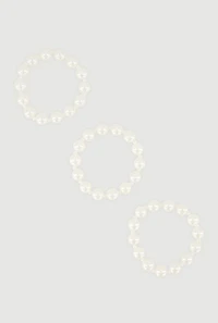 Faux Pearl Layered Necklace and Drop Earrings with Bracelets