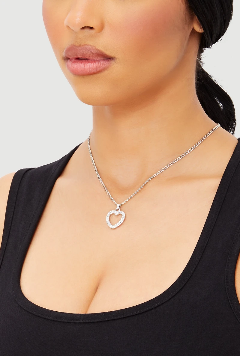 Open Heart Pendant Necklace