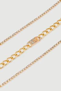 Cubic Zirconia Buckle Charm Anklet Trio