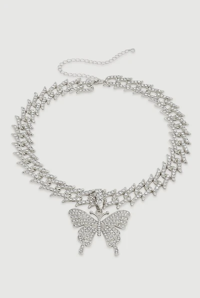 Butterfly Pendant Chain Link Necklace