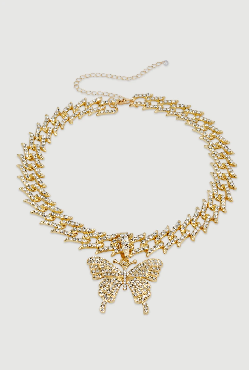 Butterfly Pendant Chain Link Necklace