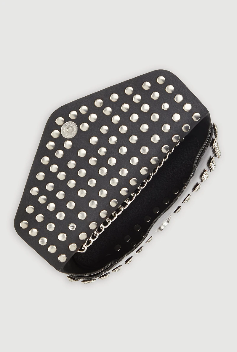 Womens Rhinestone Studded Envelope Clutch, Black