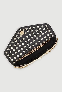 Womens Rhinestone Studded Envelope Clutch, Gold