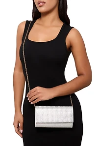 Womens Rhinestone Flap Clutch Purse,