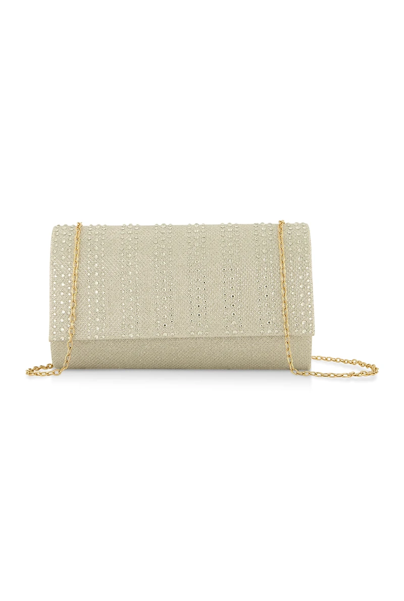 Womens Rhinestone Flap Clutch Purse,