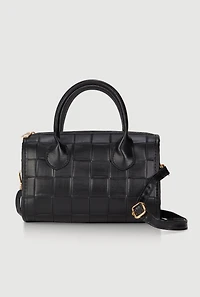 Metallic Faux Leather Crossbody Bag with Removable Strap