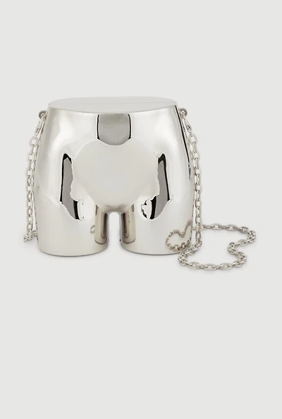 Womens Butt Shape Clutch Bag, Silver