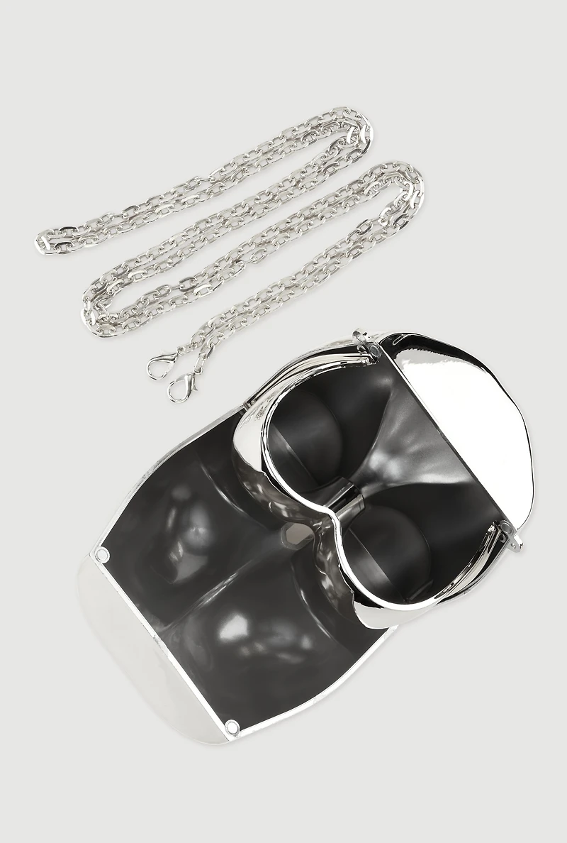 Womens Butt Shape Clutch Bag, Silver