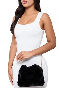 Womens Faux Fur Convertible Handbag,