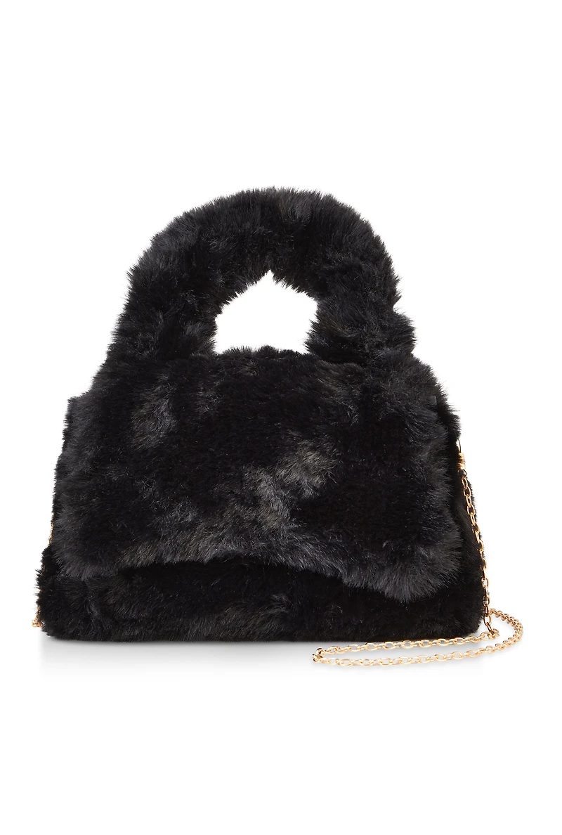 Womens Faux Fur Convertible Handbag,