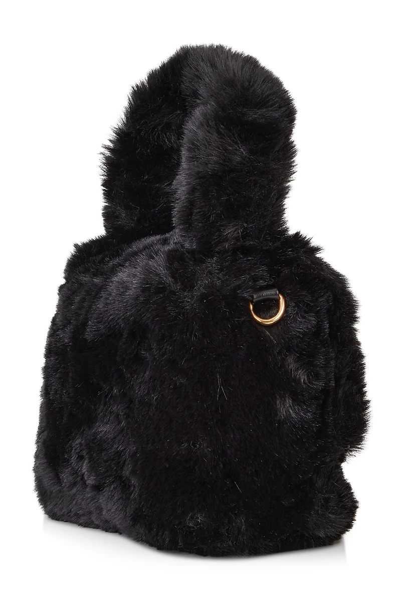 Womens Faux Fur Convertible Handbag,