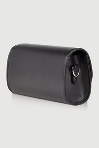 Womens Chic Metallic Detail Faux Leather Crossbody Bag with Removable Strap,
