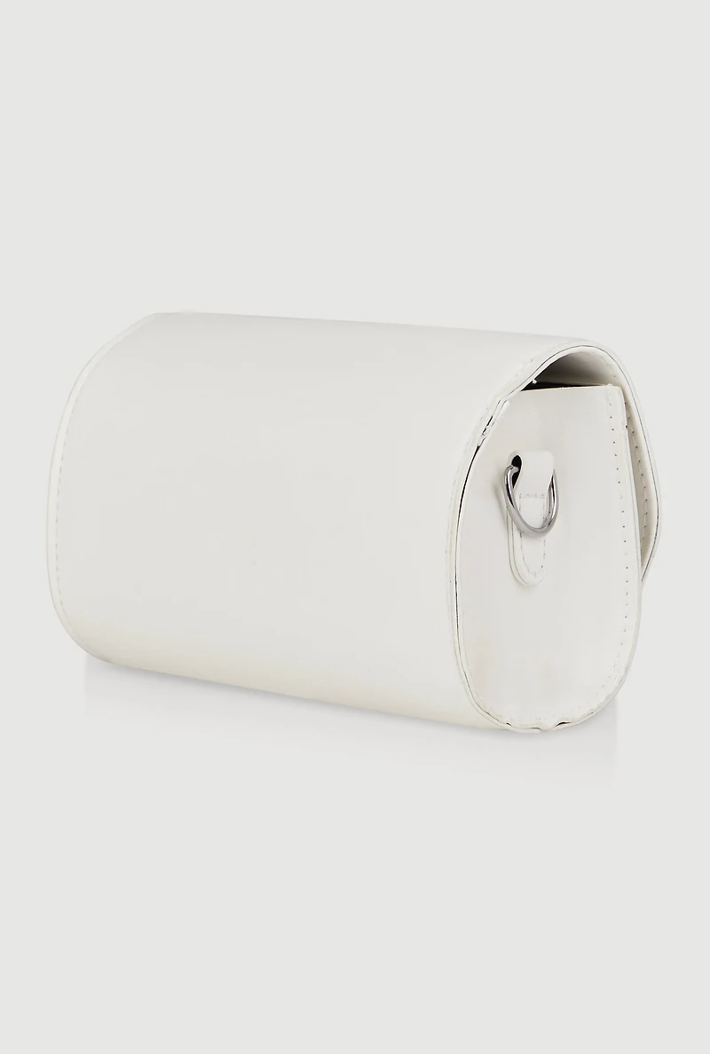 Chic Metallic Detail Faux Leather Crossbody Bag with Removable Strap