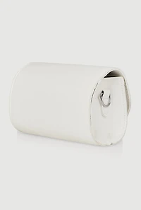 Chic Metallic Detail Faux Leather Crossbody Bag with Removable Strap