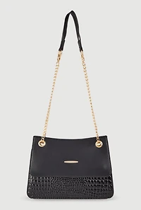 Chic Metallic Faux Leather Crossbody Bag with Removable Strap