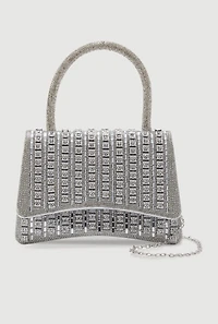 Rhinestone Studded Crossbody Bag with Removable Strap
