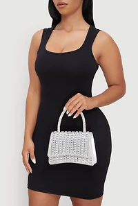 Rhinestone Studded Crossbody Bag with Removable Strap