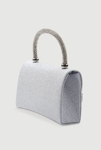 Womens Chic Glittery Rhinestone Studded Chain Crossbody Bag, Silver