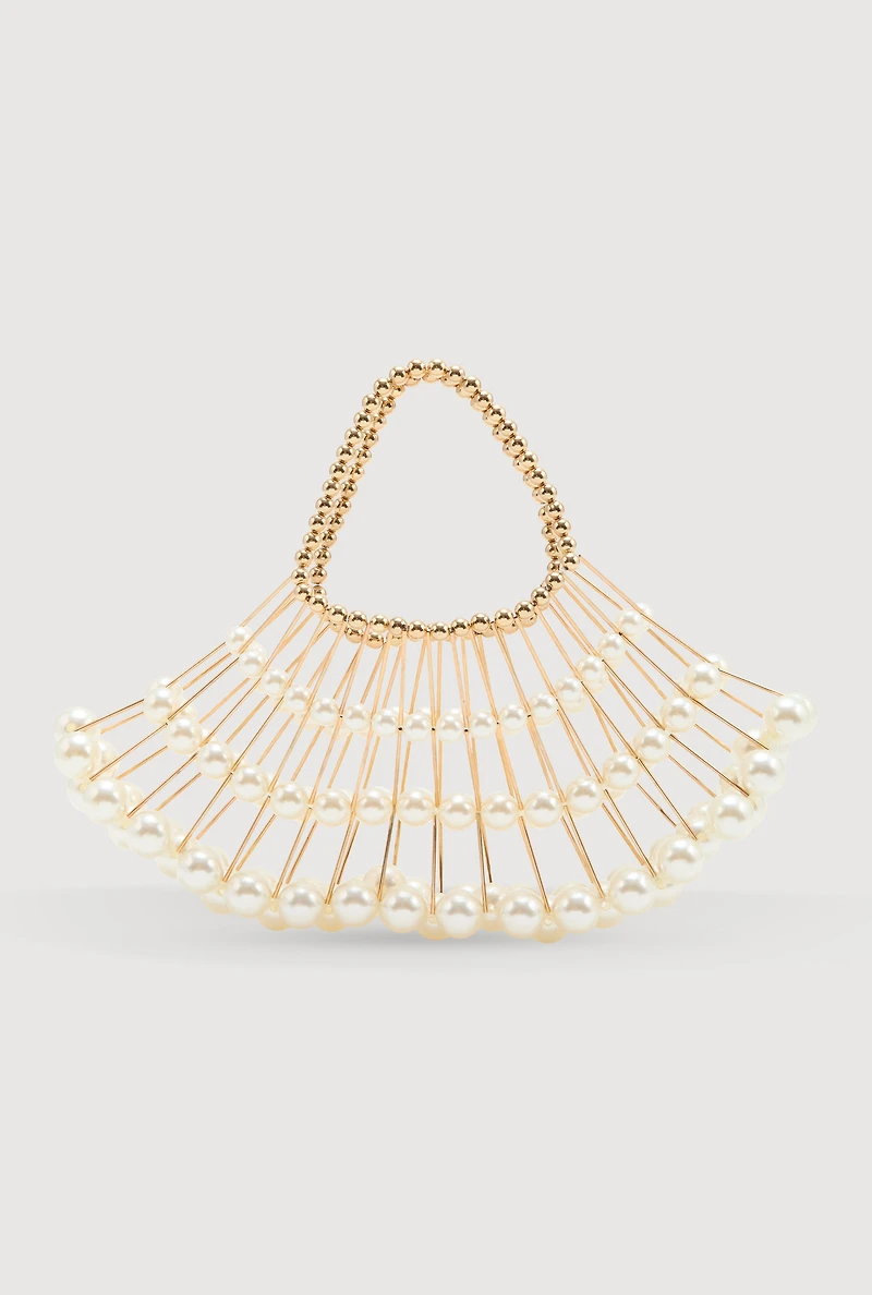Caged Faux Pearl Handbag