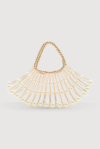 Caged Faux Pearl Handbag