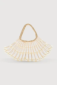 Caged Faux Pearl Handbag