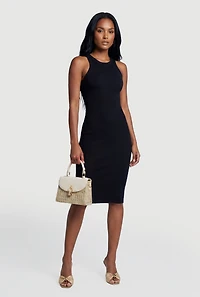 Twist Lock Faux Suede Detail Raffia Crossbody Handbag