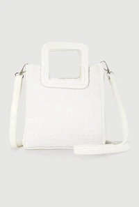 Faux Leather Basketweave Convertible Handbag