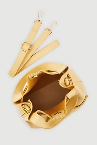 Criss Cross Strap Detail Convertible Bucket Bag