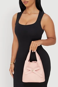 Womens Criss Cross Strap Detail Convertible Bucket Bag, Pink