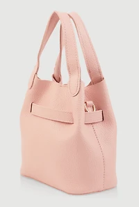 Womens Criss Cross Strap Detail Convertible Bucket Bag, Pink