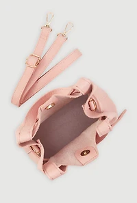 Womens Criss Cross Strap Detail Convertible Bucket Bag, Pink