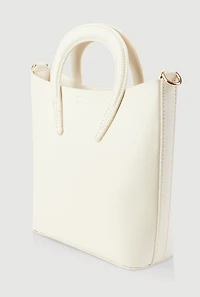Womens Metallic Detail Crossbody Tote Bag, White