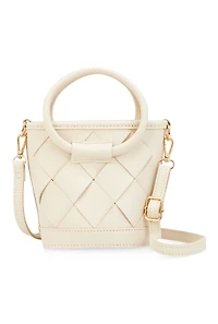 Womens Faux Leather Woven Top Handle Crossbody Handbag,