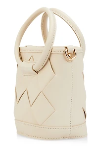 Womens Faux Leather Woven Top Handle Crossbody Handbag,