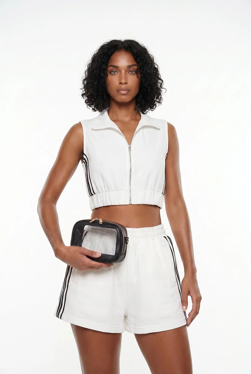 Contrast Trim Clear Crossbody Bag