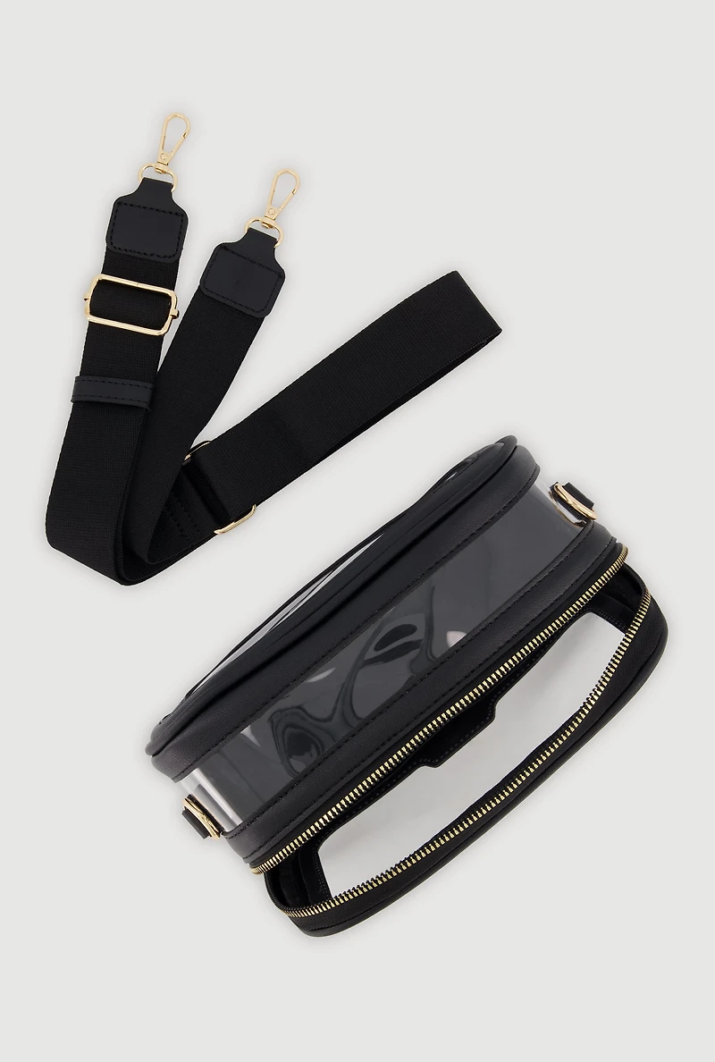 Contrast Trim Clear Crossbody Bag