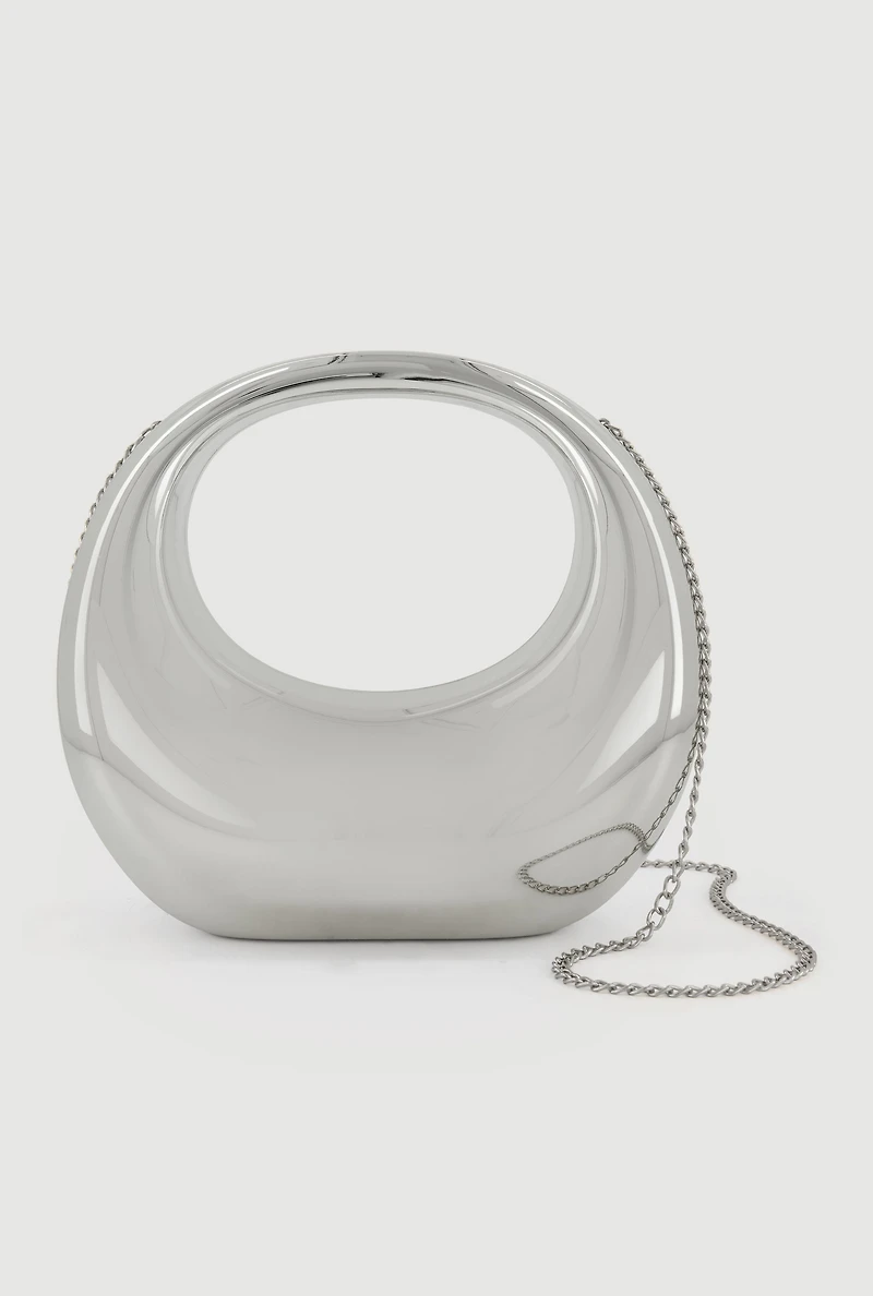 Metallic Sculptural Convertible Crossbody Handbag