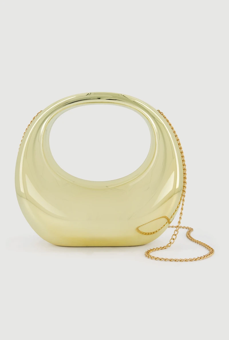 Metallic Sculptural Convertible Crossbody Handbag