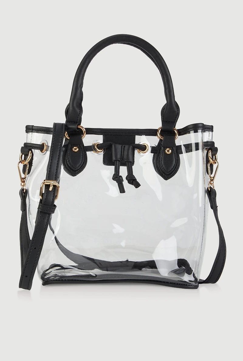 Womens Transparent Bucket Bag, Clear