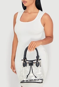 Womens Transparent Bucket Bag, Clear
