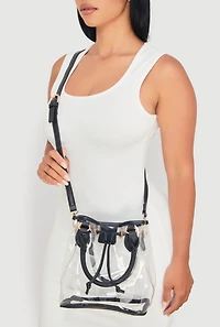 Womens Transparent Bucket Bag, Clear