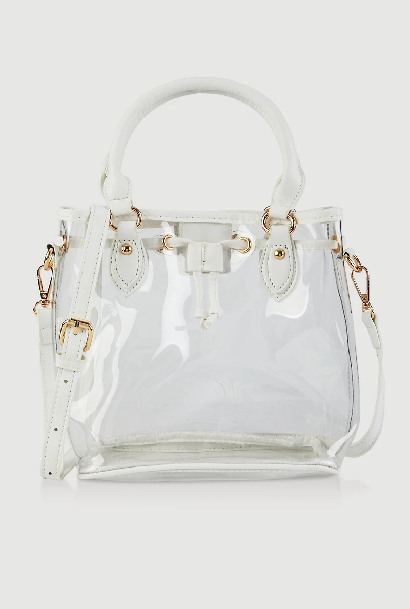 Womens Transparent Bucket Bag, Clear