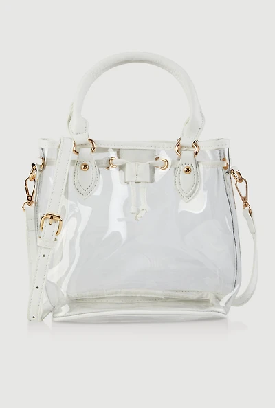 Womens Transparent Bucket Bag, Clear