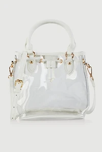 Womens Transparent Bucket Bag, Clear