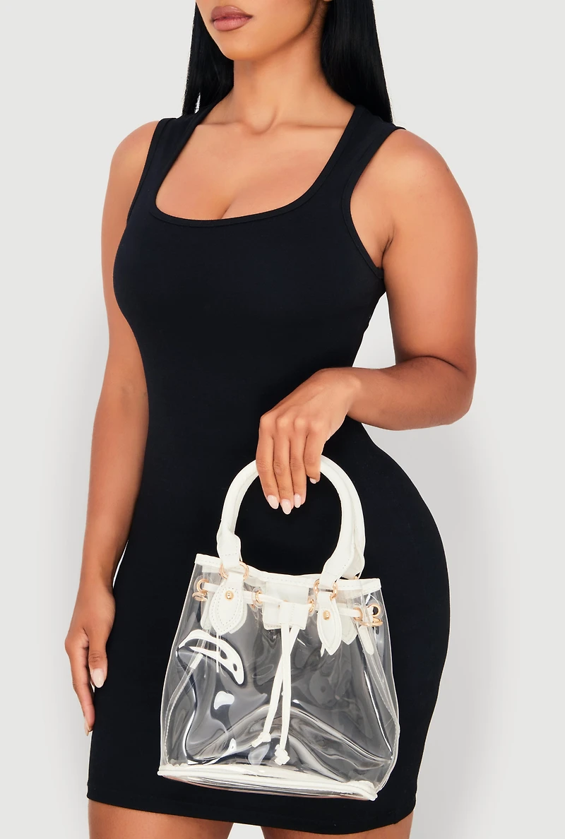 Womens Transparent Bucket Bag, Clear